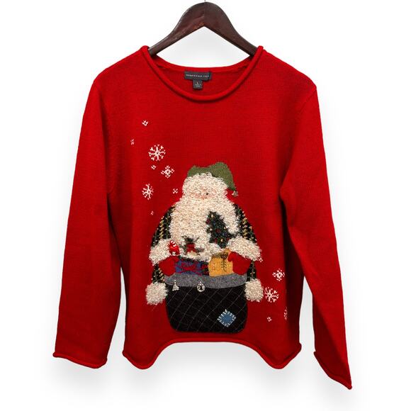 Northern Isles Embroidered Knit Santa Sweater Size Large - Picture 1 of 5